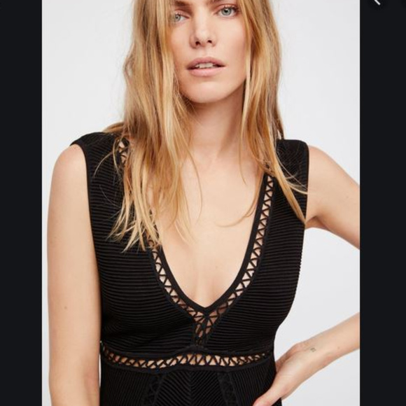 Free People Black bodycon stretch dress NWOT - Picture 2 of 8